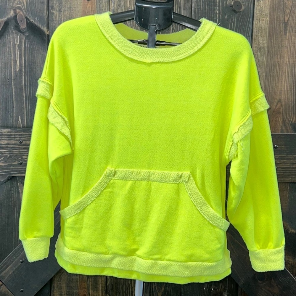 Bucket List‎ Oversized Sweatshirt S Exposed Seams Boho Highlighter Neon Active